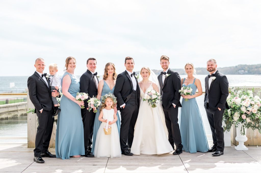 Dusty blue color theme for bridal party