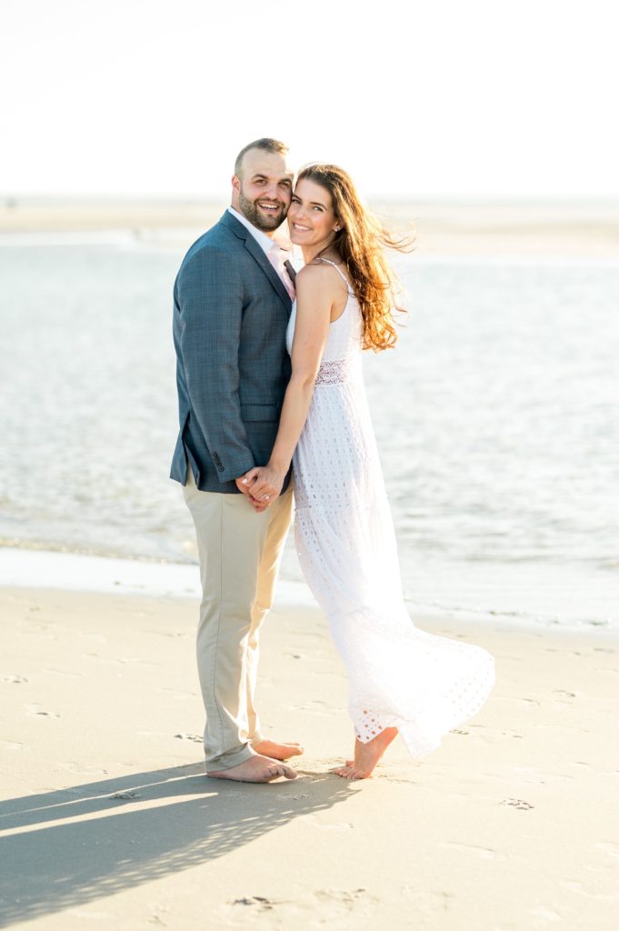 couple photography on the beach at sunset in Dennis, MA