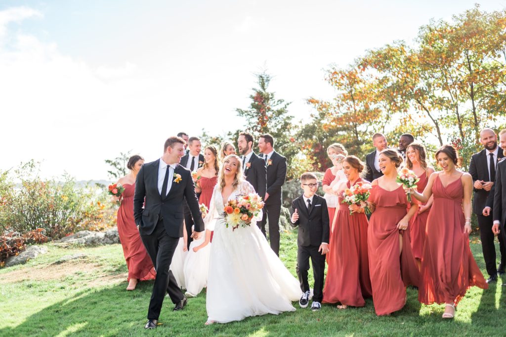 Bridal party photo for fall wedding at Misselwood Events