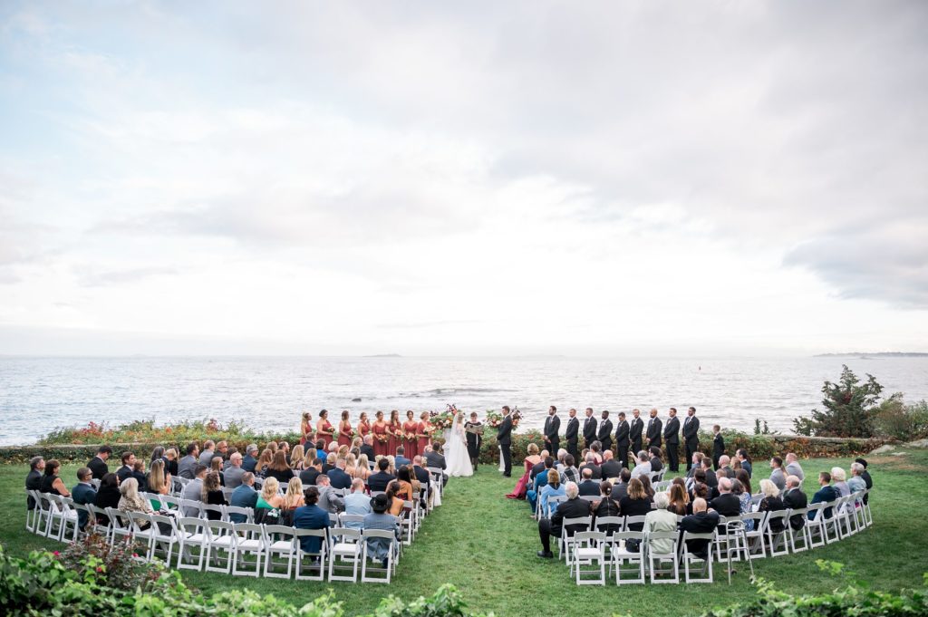 Outdoor ceremony overlooking the ocean at Endicott College 