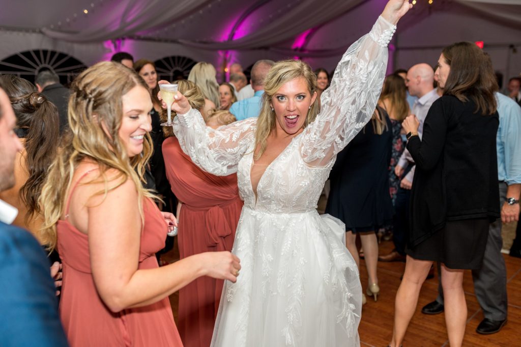 Bride dancing at her wedding reception