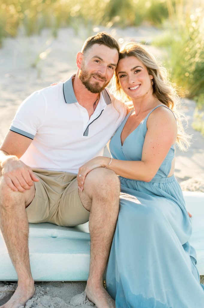 summer beach engagement session at sunset