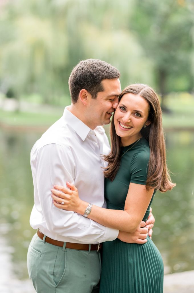 Engagement photos in the Boston Public Garden 