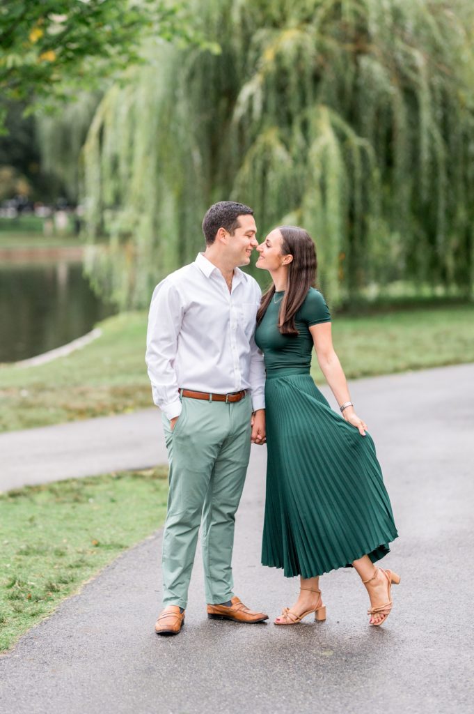 Boston Public Garden couple pose