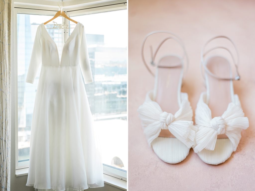 Wedding dress and heel for getting ready photos