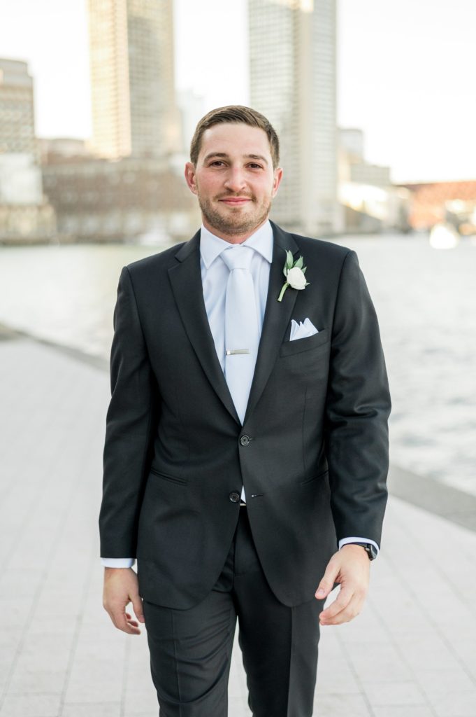 Groom Portrait for Davio's Seaport Boston Fall Wedding