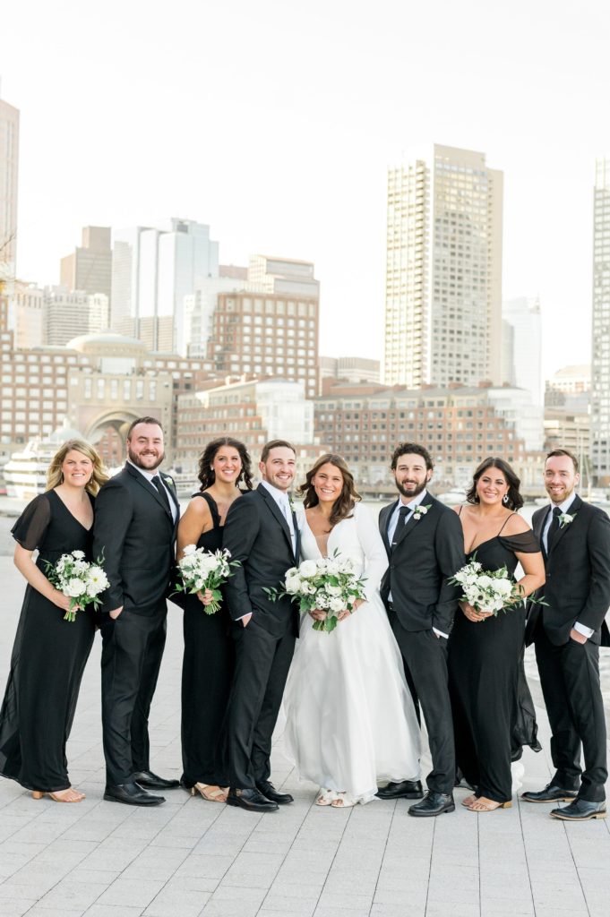 Bridal party portrait for Davio's Seaport Boston Fall Wedding