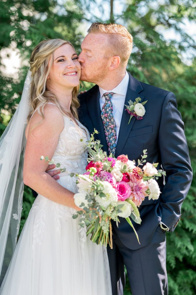 Bride and groom portrait for The Barn at Gibbet Hill Summer Wedding