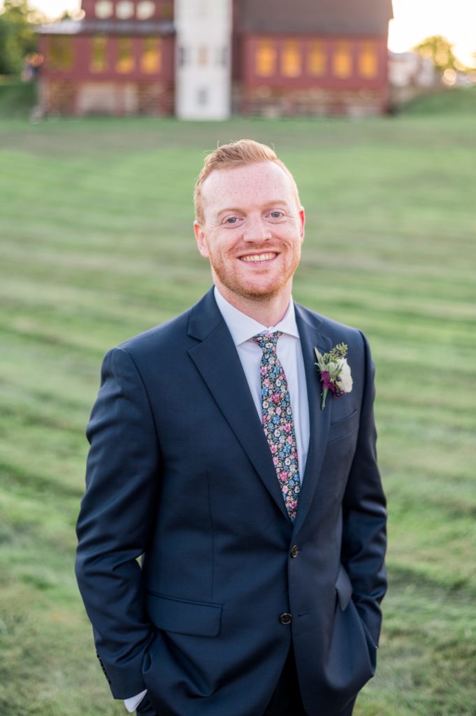 Groom portrait at The Barn at Gibbet Hill summer wedding 