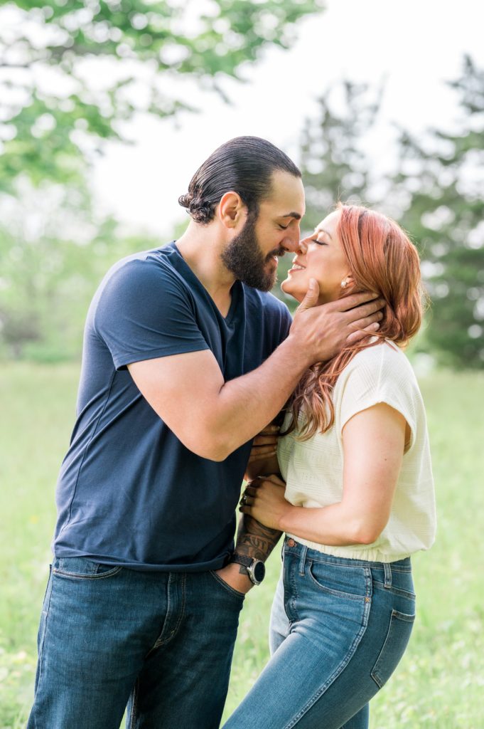 Boston Engagement Session pose at World's End