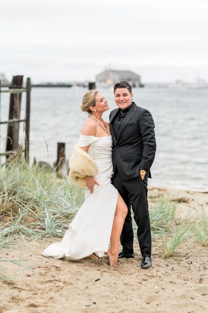 Wedding day beach portrait for Provincetown wedding at Strangers & Saints 