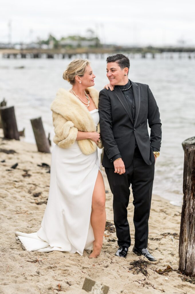 Wedding day beach portrait for Provincetown wedding at Strangers & Saints 