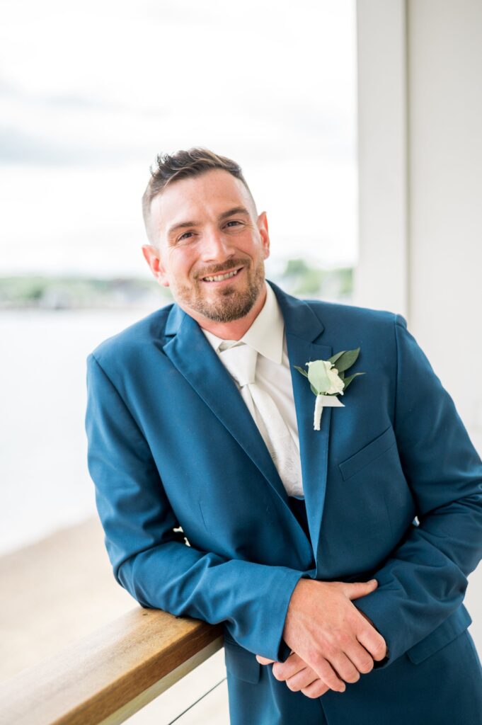 Groom portrait for coastal North Shore wedding