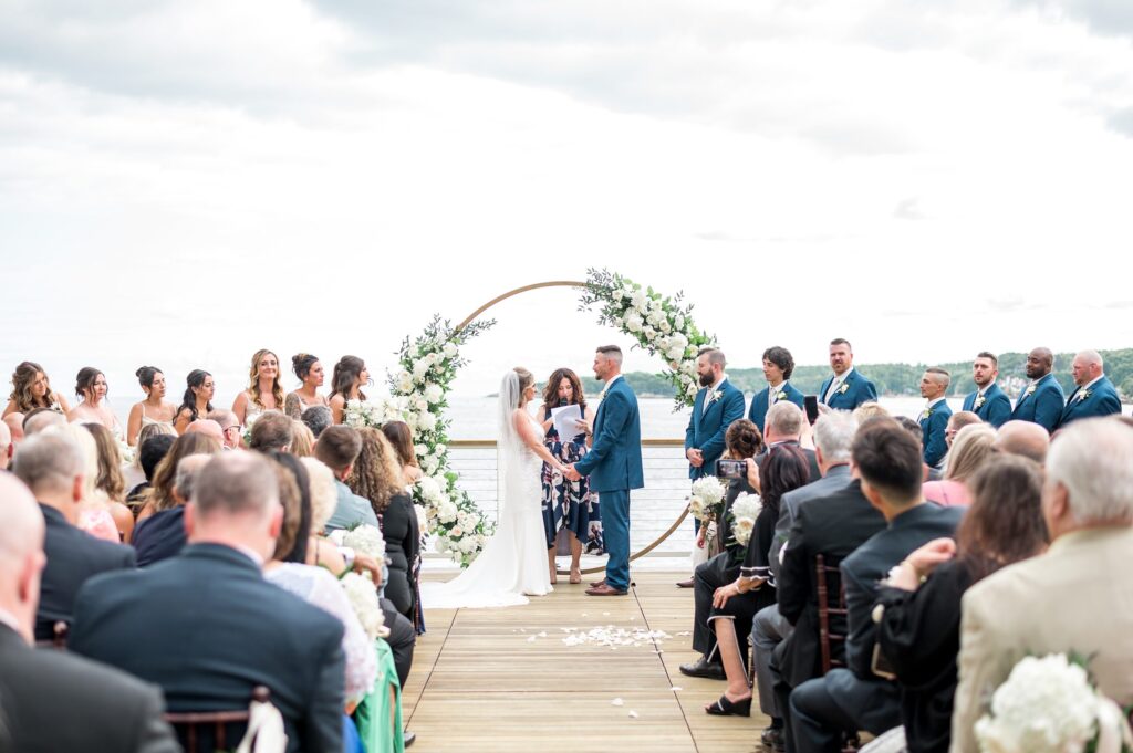 Outdoor ocean view wedding ceremony for North Shore wedding