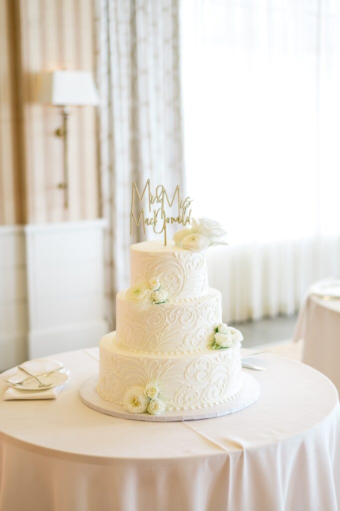 Three tier wedding cake for North Shore wedding