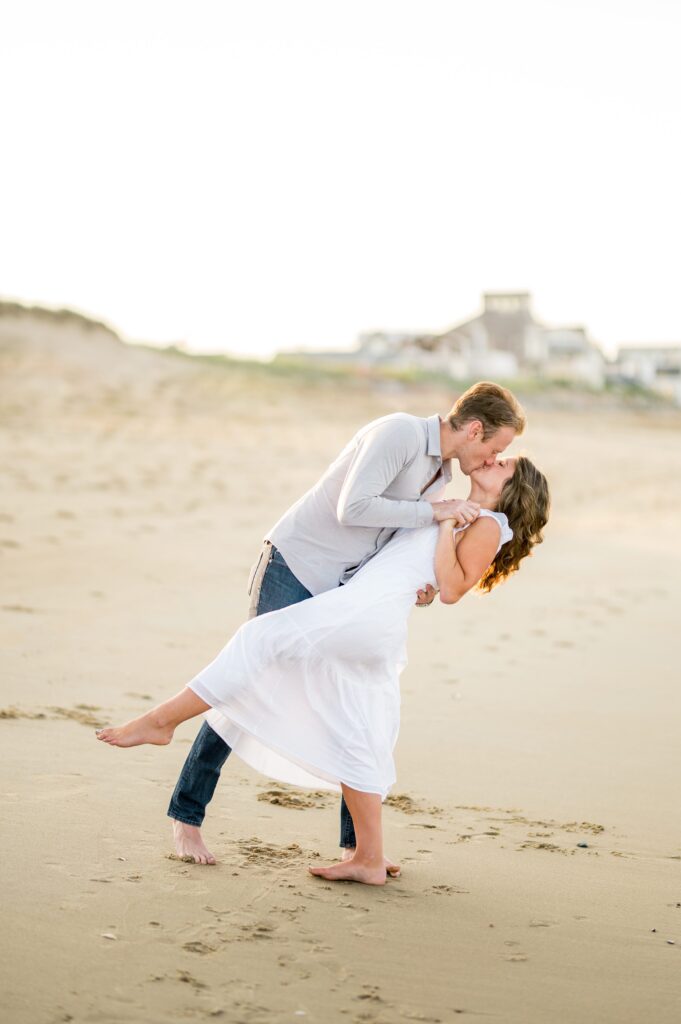 Engagement photo pose idea on the beach