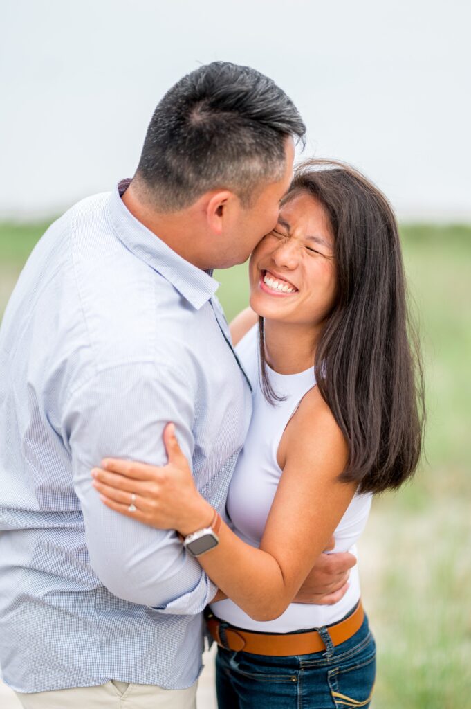 Playful and happy Gloucester Beach Engagement Photos