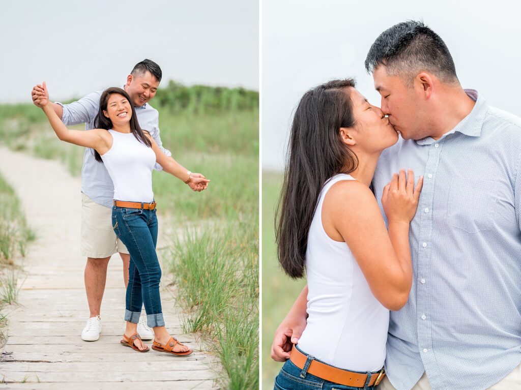 Couple poses for engagement photos