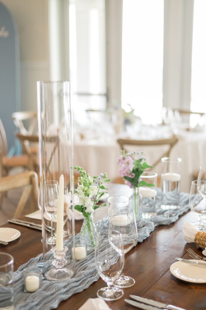 Farmhouse table setting for summer wedding at Pelham House Resort