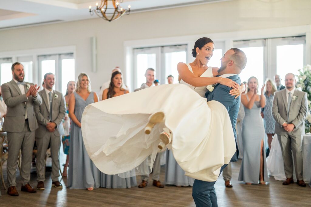 Bride and groom spinning on the dance floor