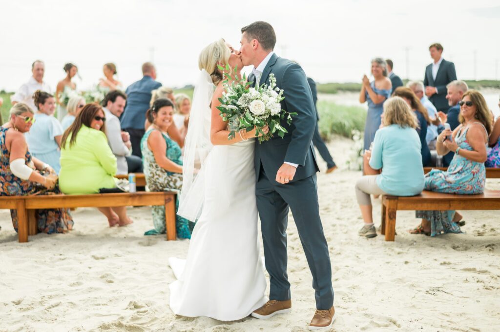 Wedding ceremony at a private home on the beach in Cape Cod
