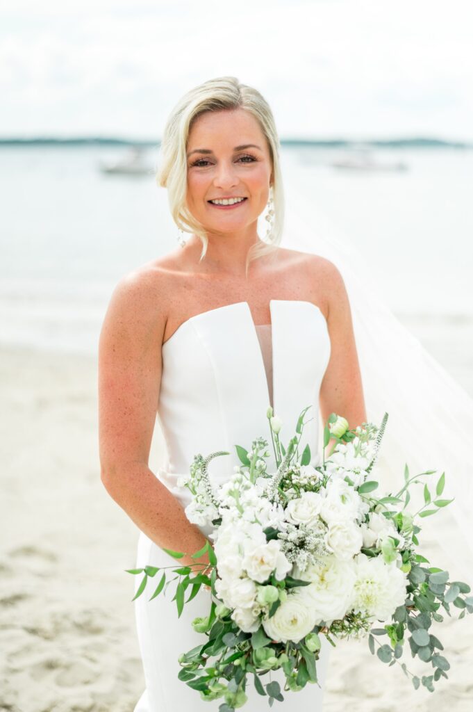 Beach bridal portrait for Cape Cod tented wedding
