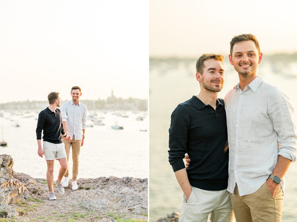 Harbor view engagement photos in New England