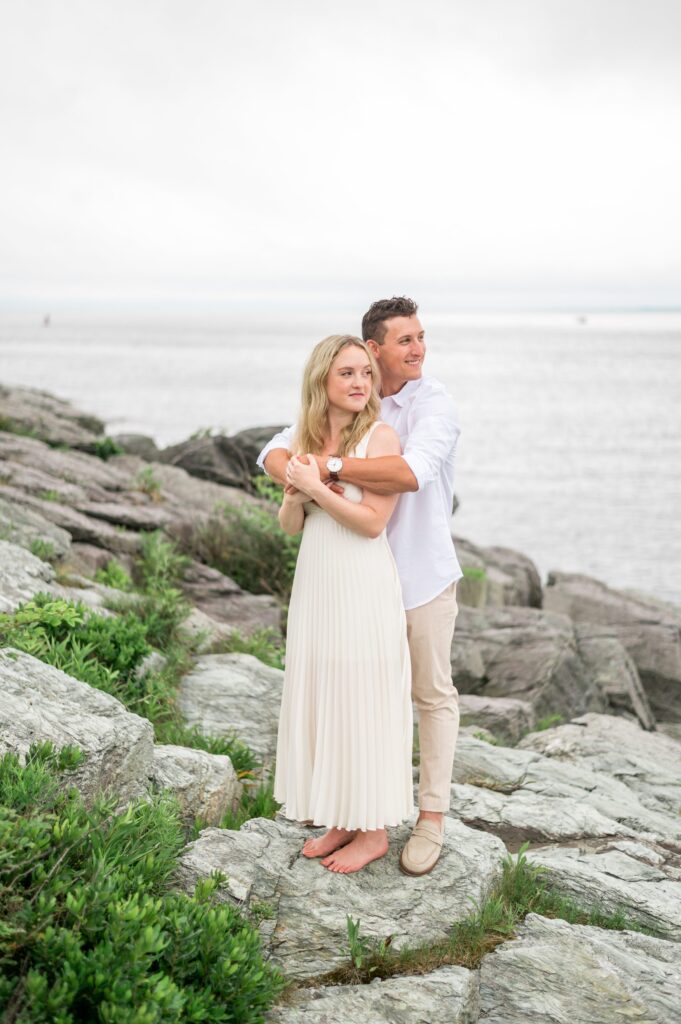 Couple posing for Newport Rhode Island Engagement Photos 