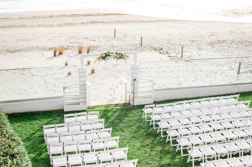Outdoor ceremony overlooking the beach at Newport Beach House 