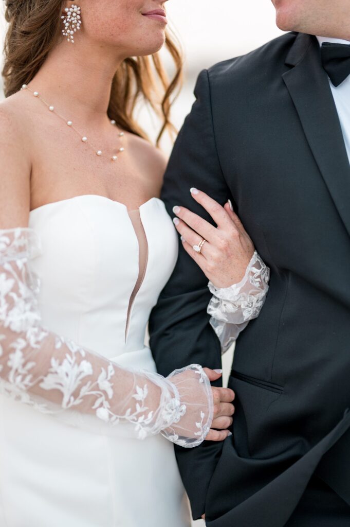 Bride and groom beach portraits for Newport Beach House Wedding, a Longwood Venue