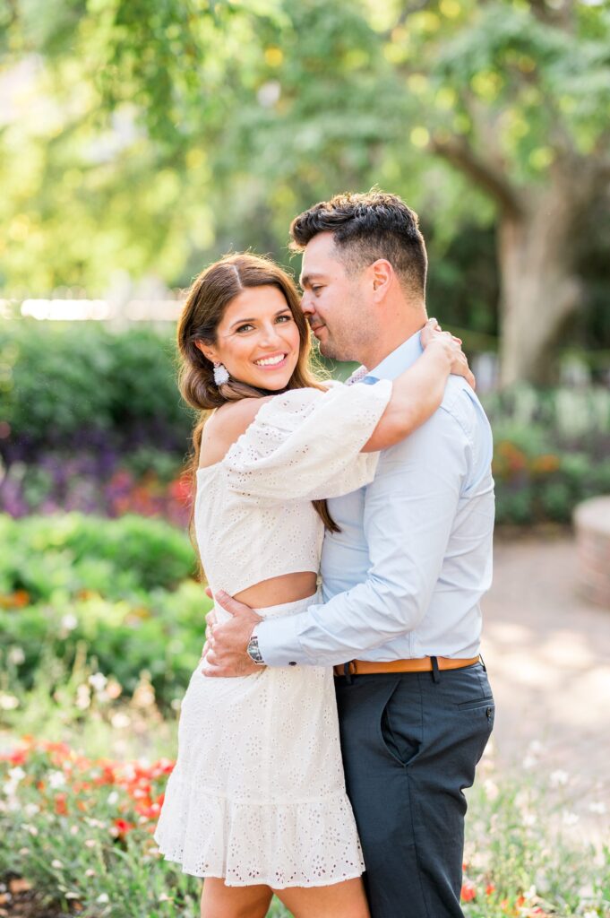 Eyelet white dress for engagement photos 