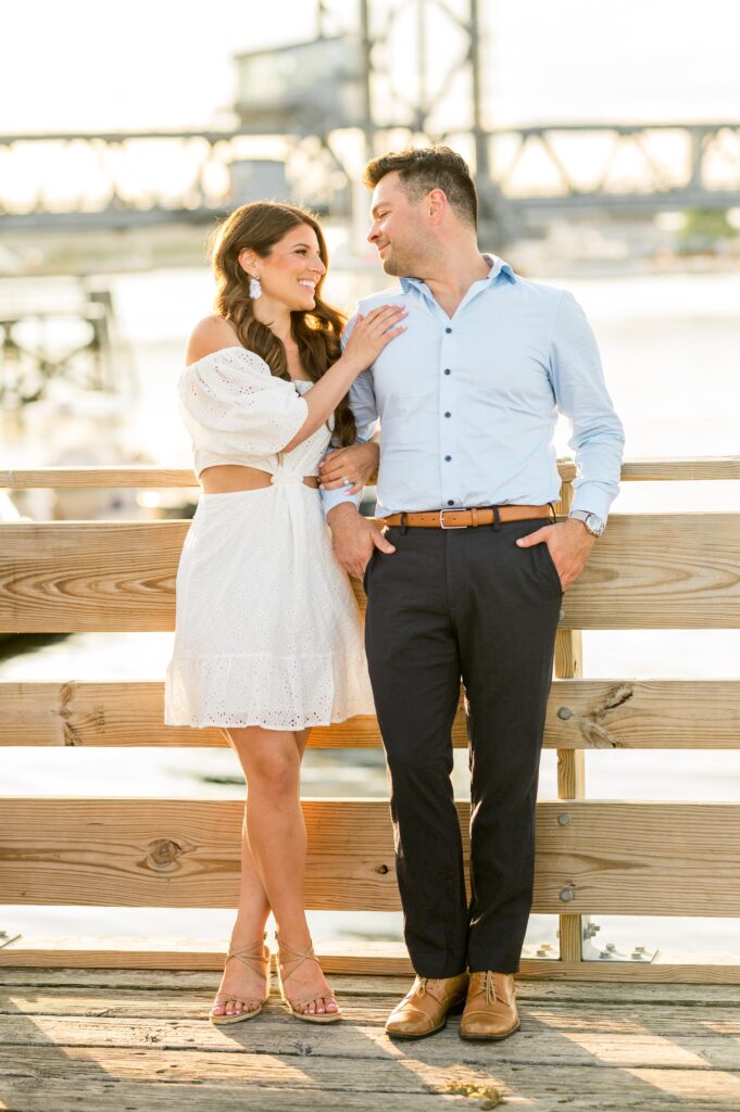 Couple on the pier in Portsmouth, NH