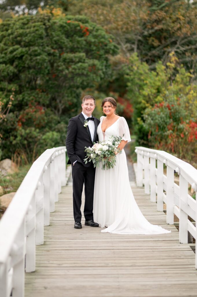 Bride and groom wedding day portraits in Mashpee, MA 