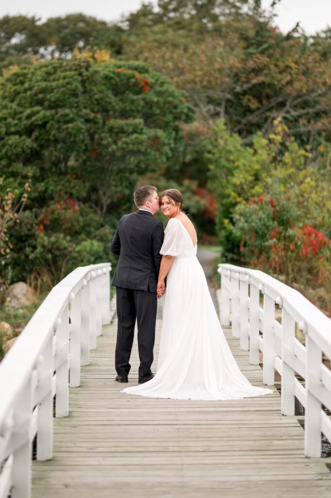 Bride and groom wedding photography on a bridge