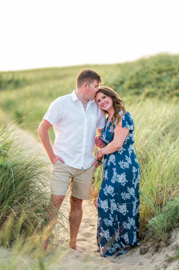 Engagement photos in the sand dunes at Old Storage Beach in Dennis, MA