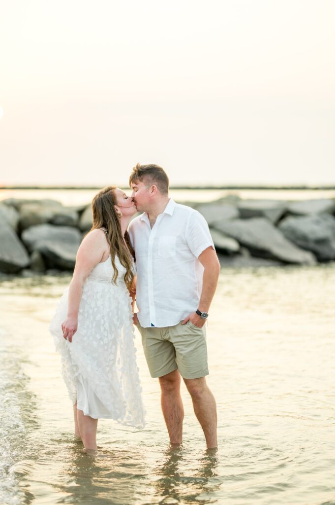 Sunset South Shore beach engagement photos in Dennis, MA 