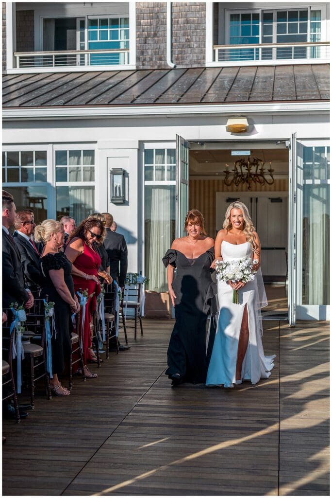 Bride & Mom walking down the aisle at The Beauport Hotel, Gloucester