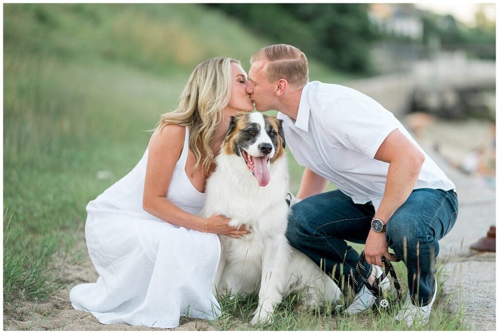 Engagement photos with their dog