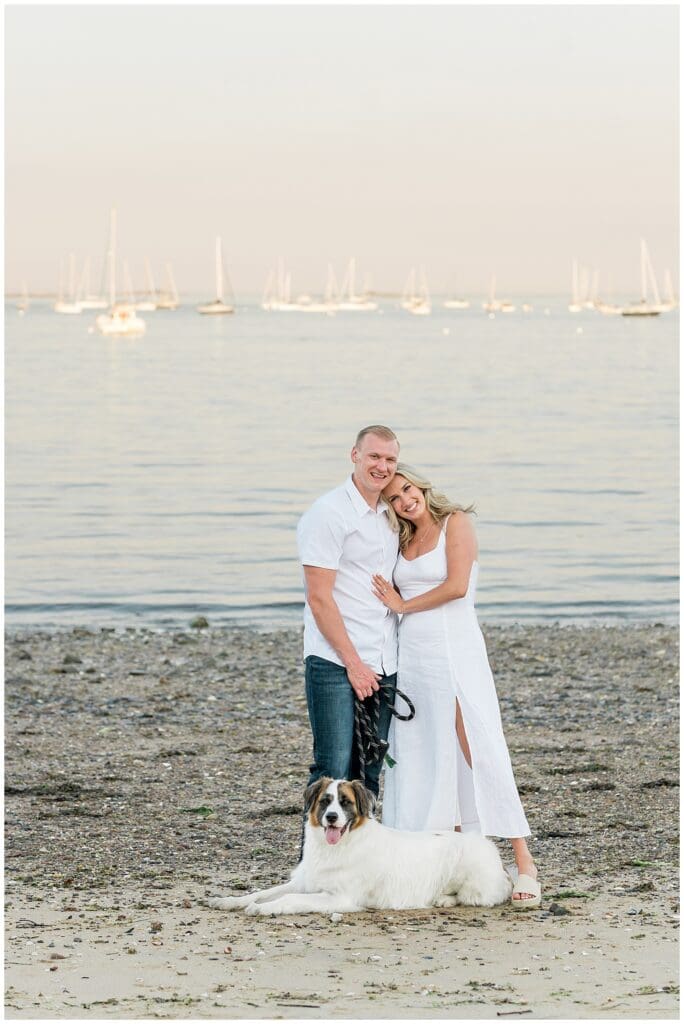 Coastal engagement photos with dog