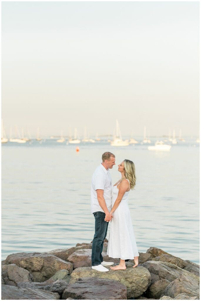 Sweet couple on Massachusetts Coast Line