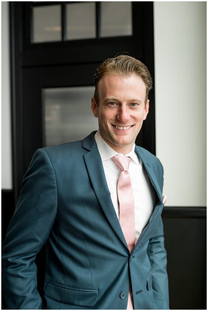 Groom Portrait at Hammetts Hotel in Newport, Rhode Island