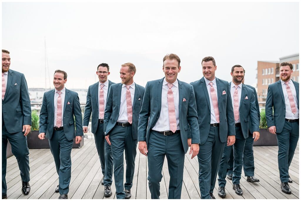 Groomsmen at Hammetts Hotel in Newport, Rhode Island