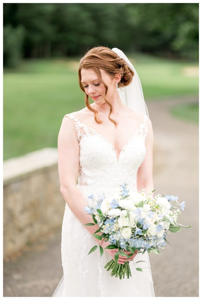 Bridal close-up showing delicate lace details and natural makeup.