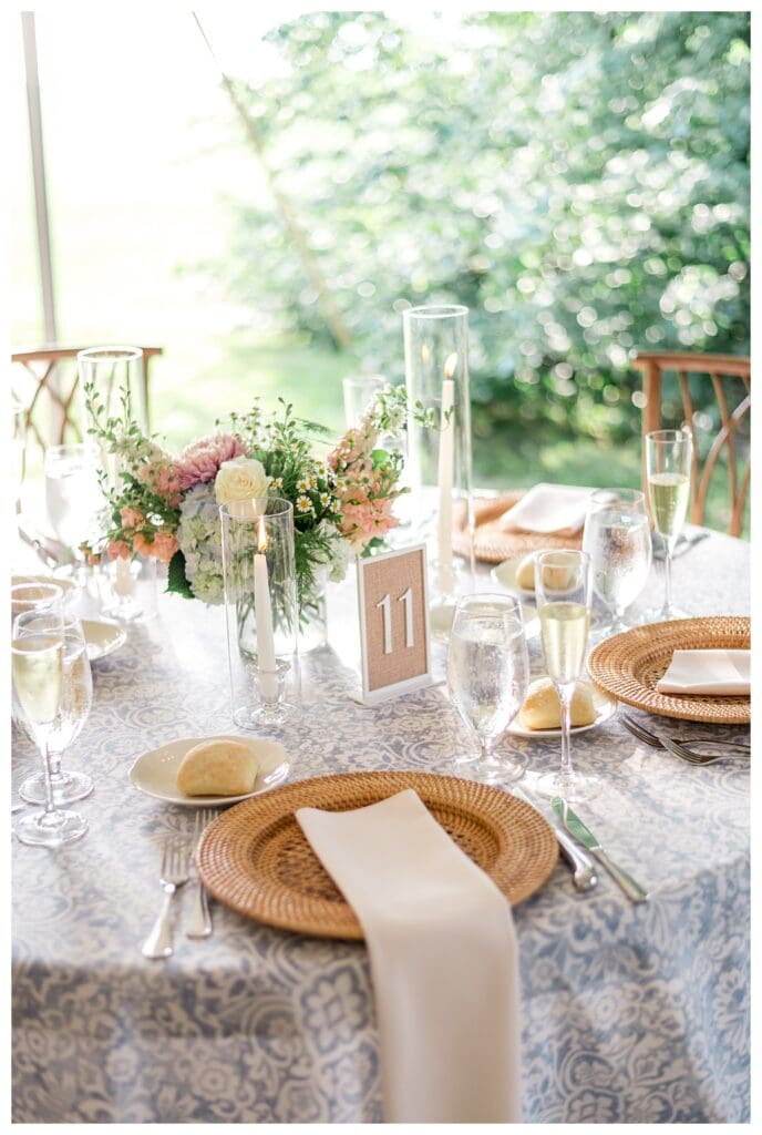 Blue Coastal New England Wedding Tablescape: New England Wedding Photographer
