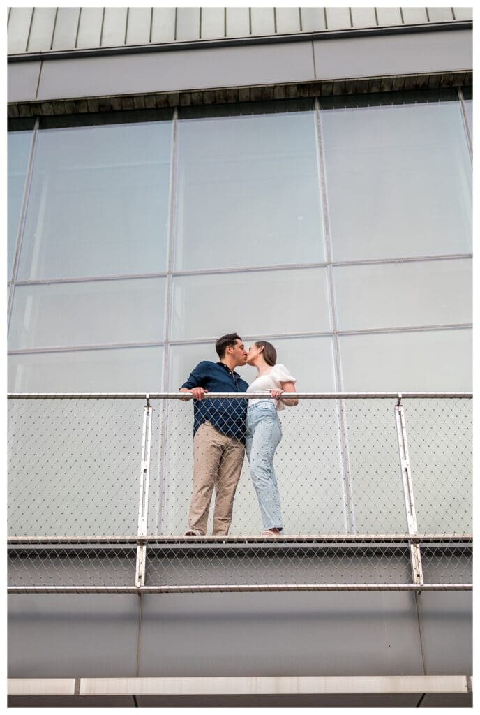 Romantic photo of the couple at the ICA Boston.
