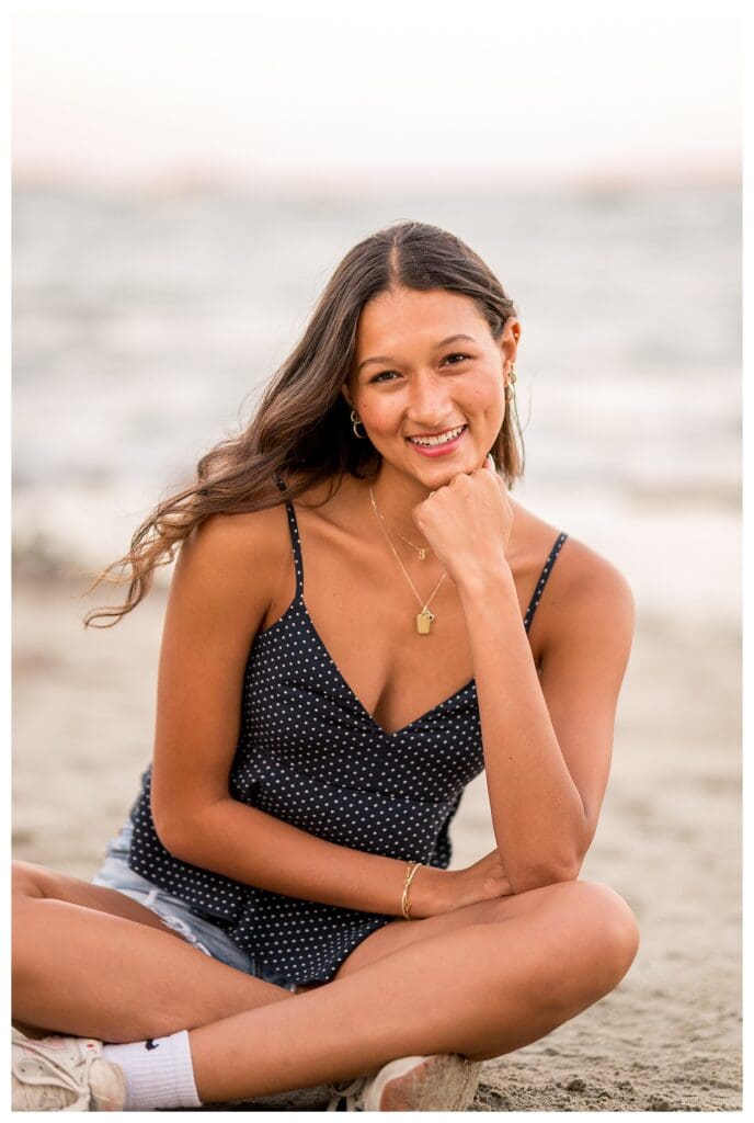 Izzy smiling in warm evening light at Lynch Park.