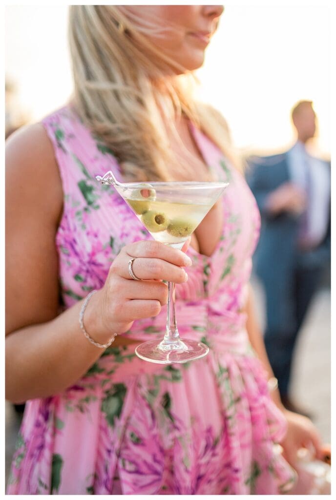 Dirty martini at cocktail hour.