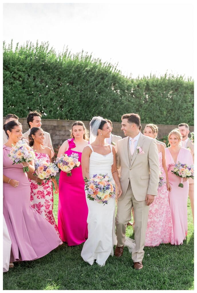 Pink wedding party at Wychmere Beach Club.