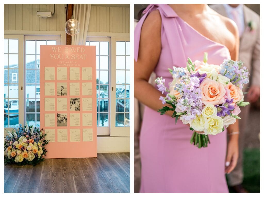 Reception décor highlighting Wychmere’s bright, coastal style.