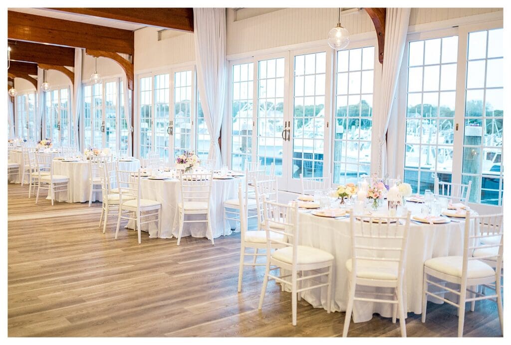 Harbor Room reception setup at Wychmere Beach Club.